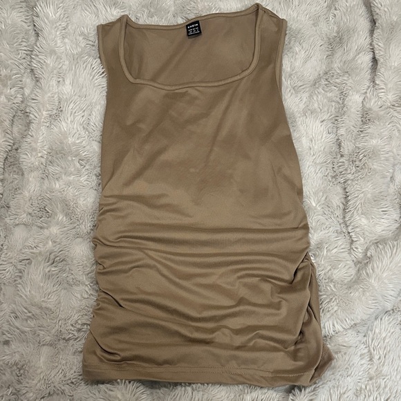 SHEIN Tops - SHEIN Ruched Side Tank Top - Tan